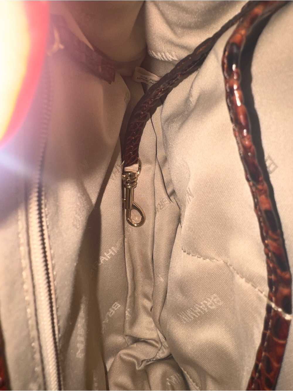 Brahmin Brown Croc-Embossed Leather Top-Handle Shoulder Bag - Picture 6 of 6